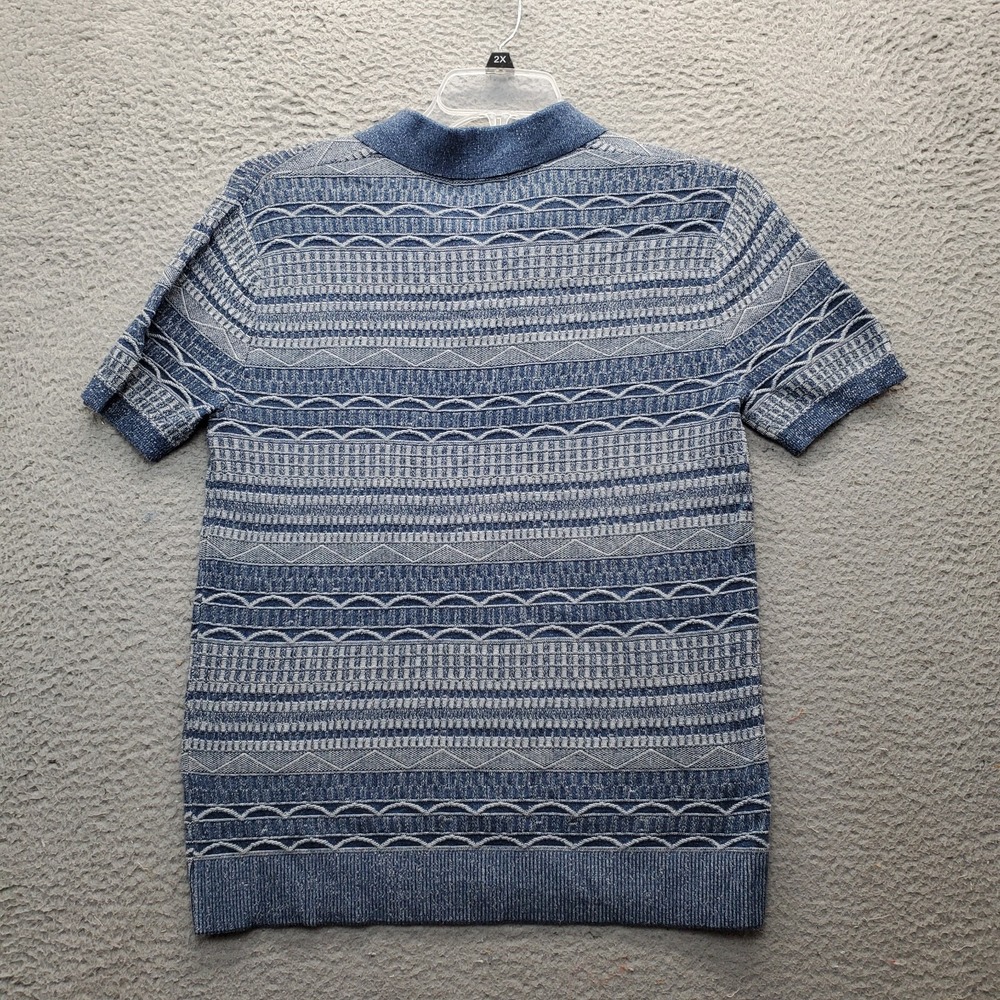 Frye Pullover Sweater Men Small Multi Aztec Knitted Ribbed Collared Short Sleeve - Picture 2 of 6